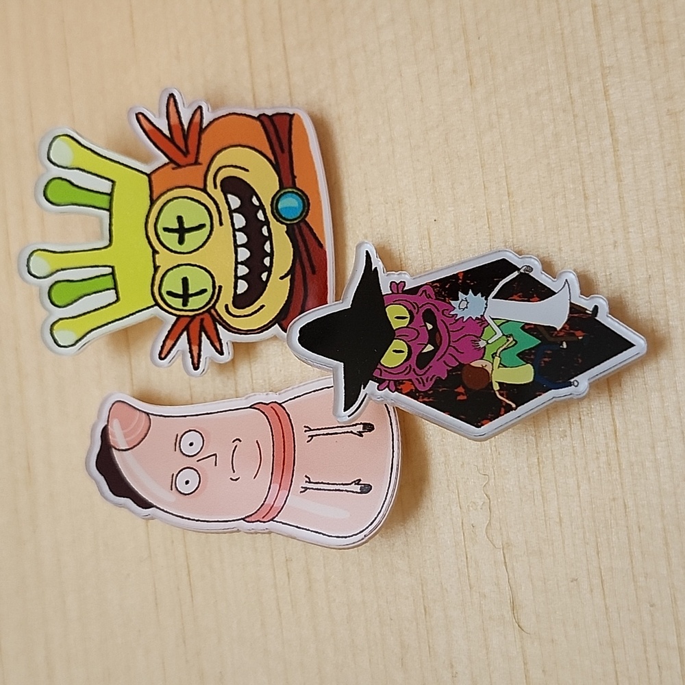 Rick and Morty collectible shaped pins/buttons